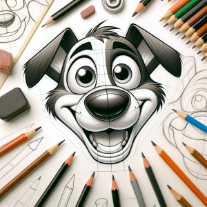 cartoon dog face drawing