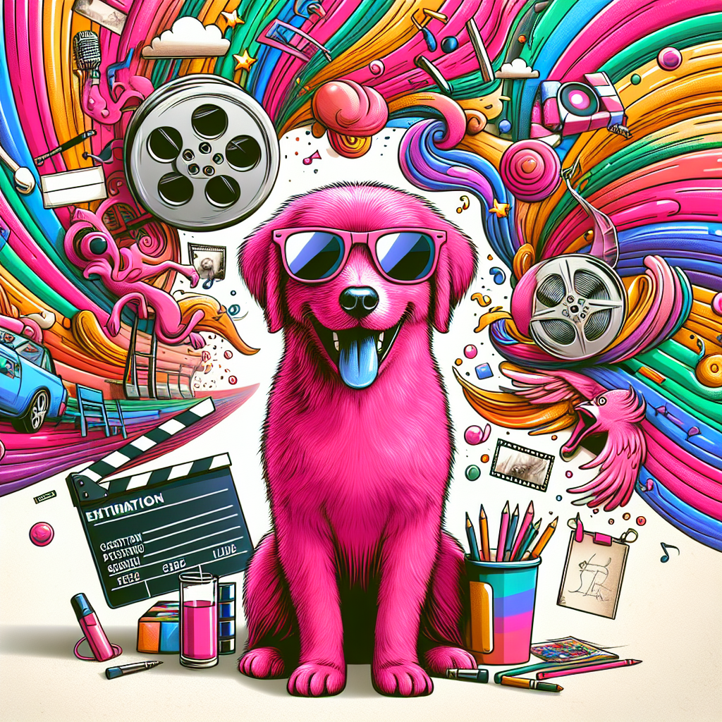 pink dog cartoon