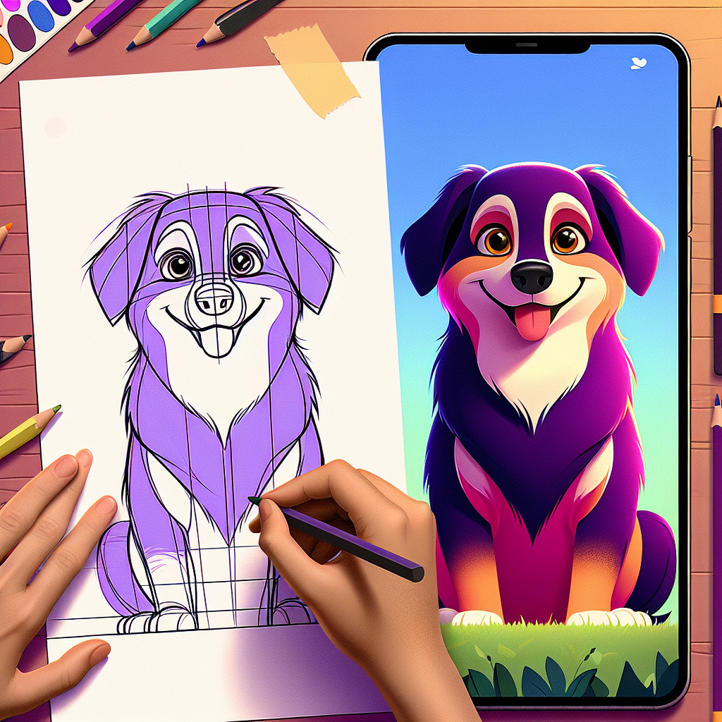 purple dog cartoon