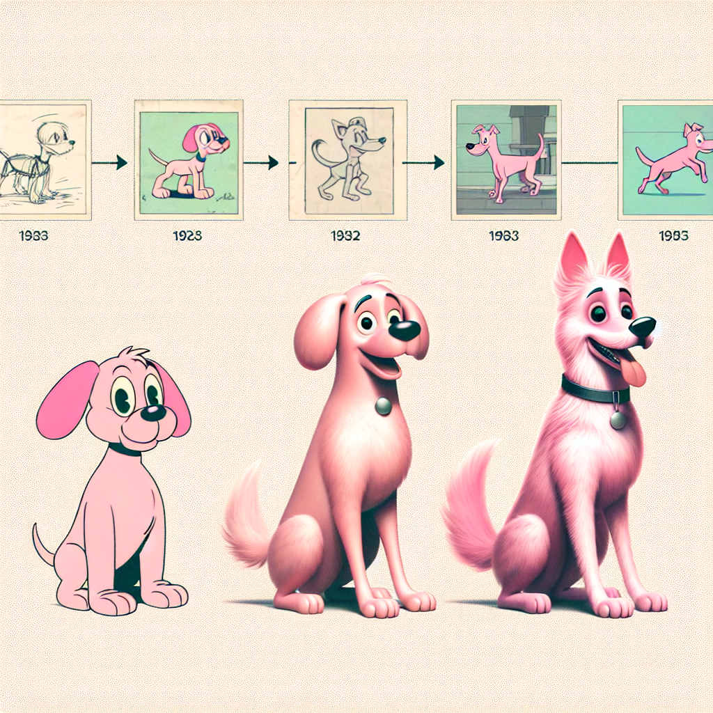 pink dog cartoon