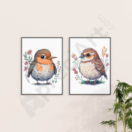 Wild Bird Art - Digital Wall Art Set of 2