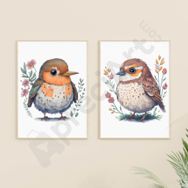 Wild Bird Art - Wall Art Print Set of 2