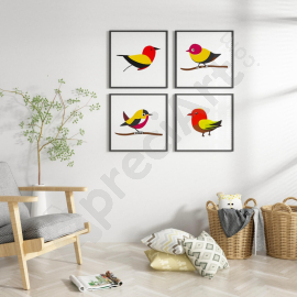 Modern Bird Decor Collection - Digital Wall Art Set of 4