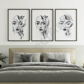 3 Piece Abstract Wall Art - Digital Wall Art Set of 3