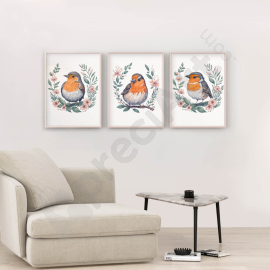 Small Birds Wall Art - Digital Wall Art Set of 3