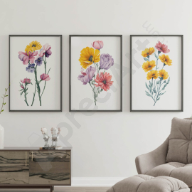 Sunflower Painting Trio - Digital Wall Art Set of 3