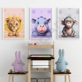 Jungle Nursery Decor Trio - Digital Wall Art Set of 3