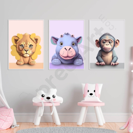 Jungle Nursery Trio - Digital Wall Art Set Of 3