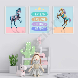 Neighing Horses - Digital Wall Art Set of 3
