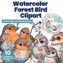 Watercolor Forest Bird Clipart