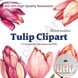 Watercolor Tulip Clipart