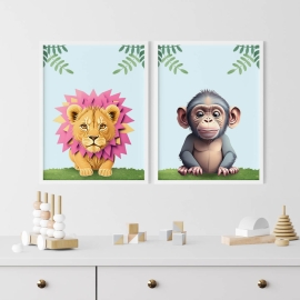 Jungle Animal Art Collection - Wall Art Print Set of 2