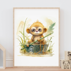 Watercolor Monkey - Wall Art Print