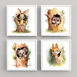 Forest Charm - Wall Art Print Set of 4