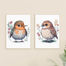 Wild Bird Art - Wall Art Print Set of 2