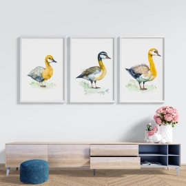 Modern Duck Paintings - Digital Wall Art Set Of 3