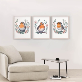 Small Birds Wall Art - Digital Wall Art Set of 3