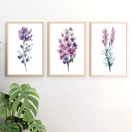 Birth Flower Art Collection - Digital Wall Art Set Of 3