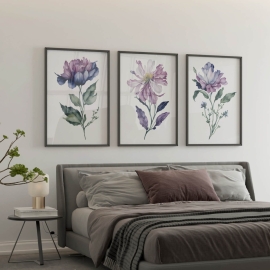 Lavender Fields - Digital Wall Art Set Of 3