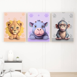 Jungle Nursery Decor Trio - Wall Art Print Set of 3