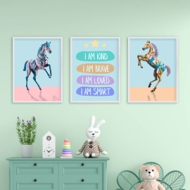Neighing Horses - Wall Art Print Set of 3