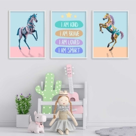 Neighing Horses - Digital Wall Art Set of 3