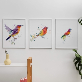 Tropical Bird Wall Art - Digital Wall Art Set Of 3