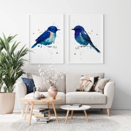 Pair Bird Wall Art - Digital Wall Art Set Of 2