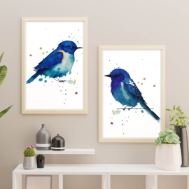 Pair Bird Wall Art - Wall Art Print Set Of 2