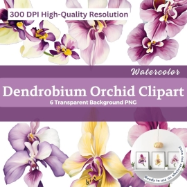 Watercolor Dendrobium Orchid Clipart
