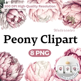 Watercolor Peony Clipart
