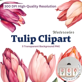 Watercolor Tulip Clipart