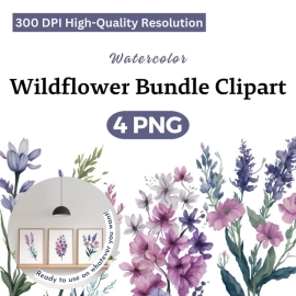 Watercolor Wildflower Bundle Clipart