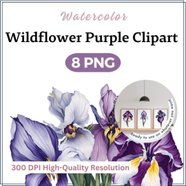 Watercolor Wildflower Purple Clipart
