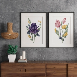 Real Touch Flowers Duo - Wall Art Print Set of 2
