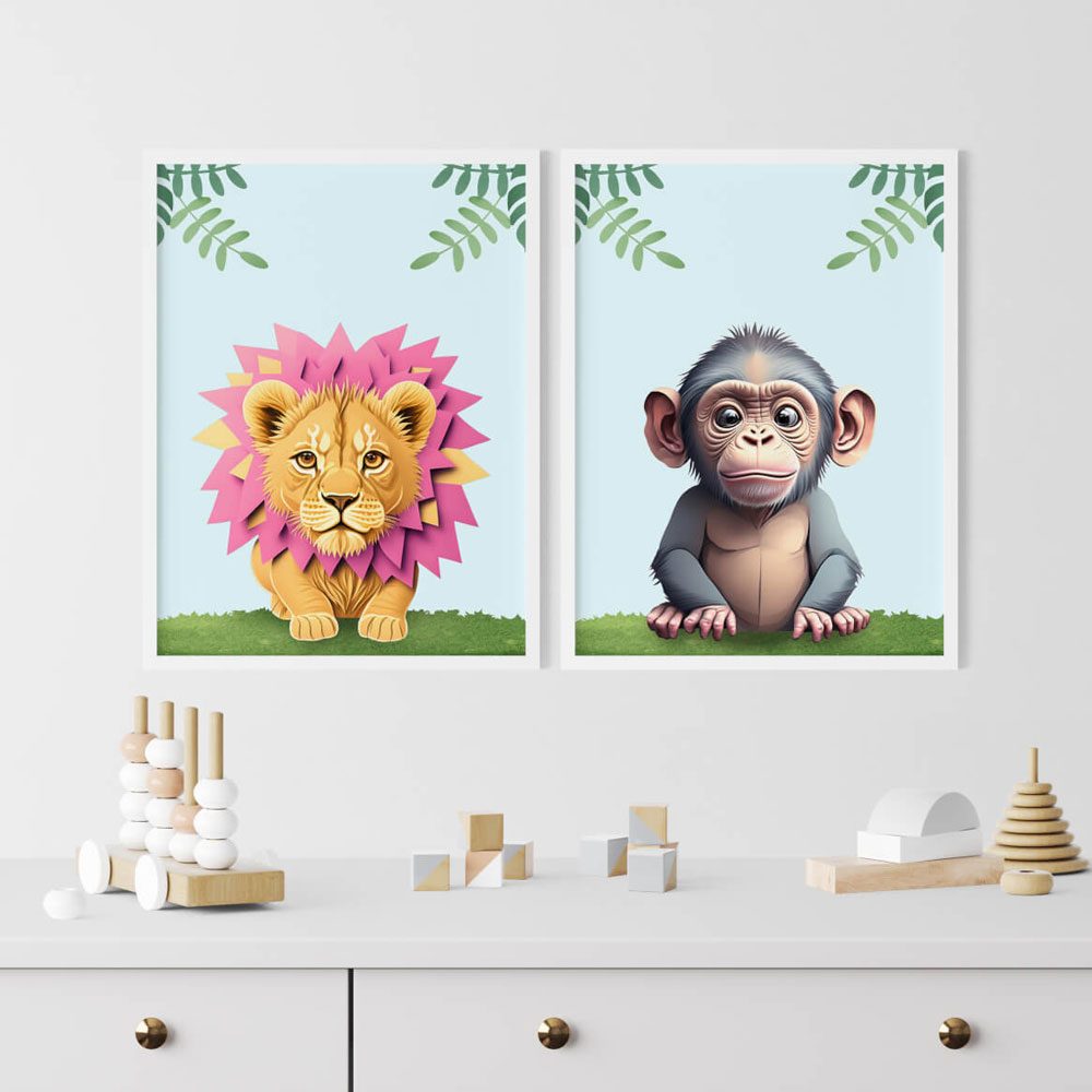 Jungle Animal Art Collection - Wall Art Print Set of 2