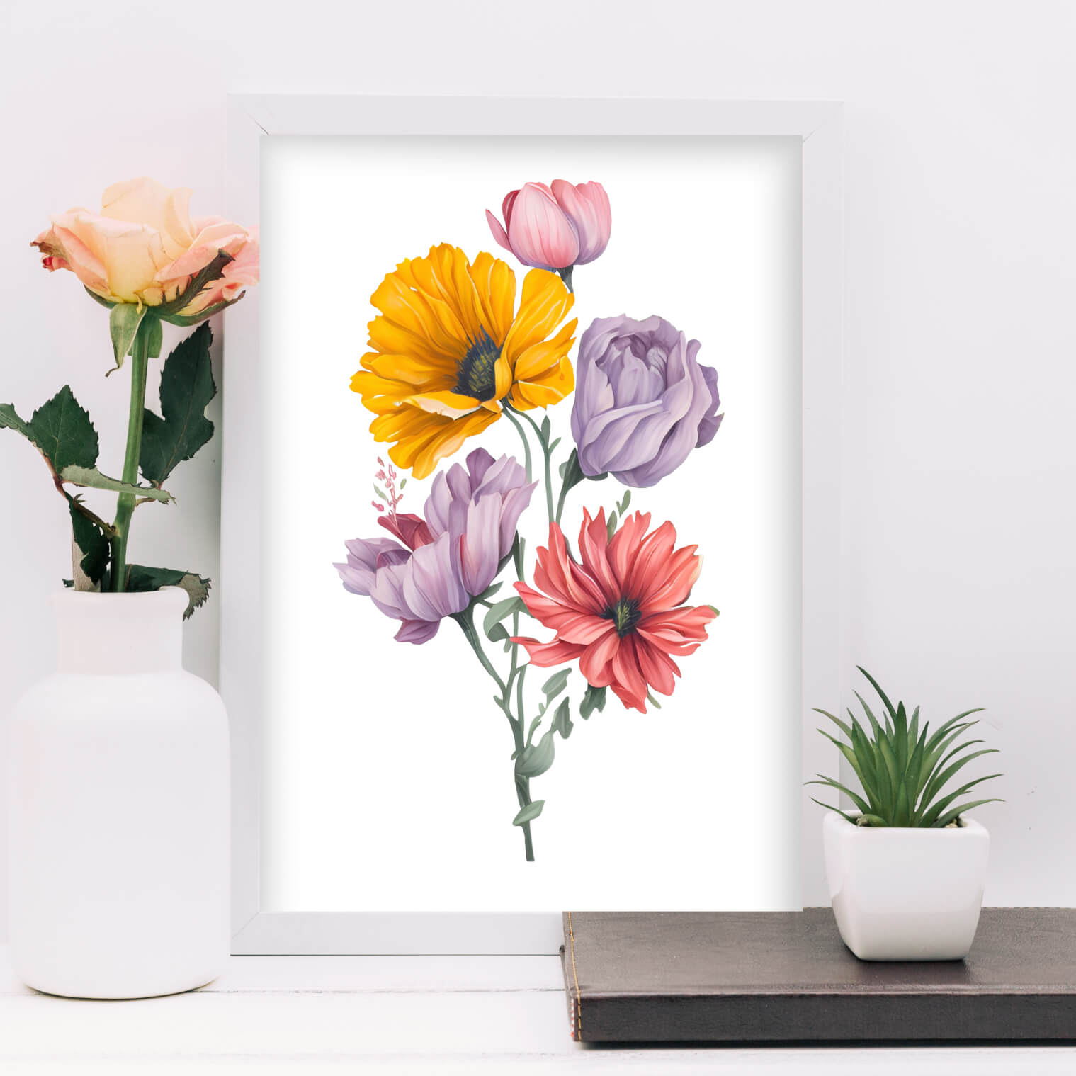 Sunflower Painting Trio - Digital Wall Art Set of 3