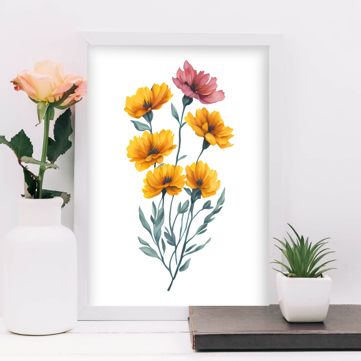 Sunflower Painting Trio - Digital Wall Art Set of 3