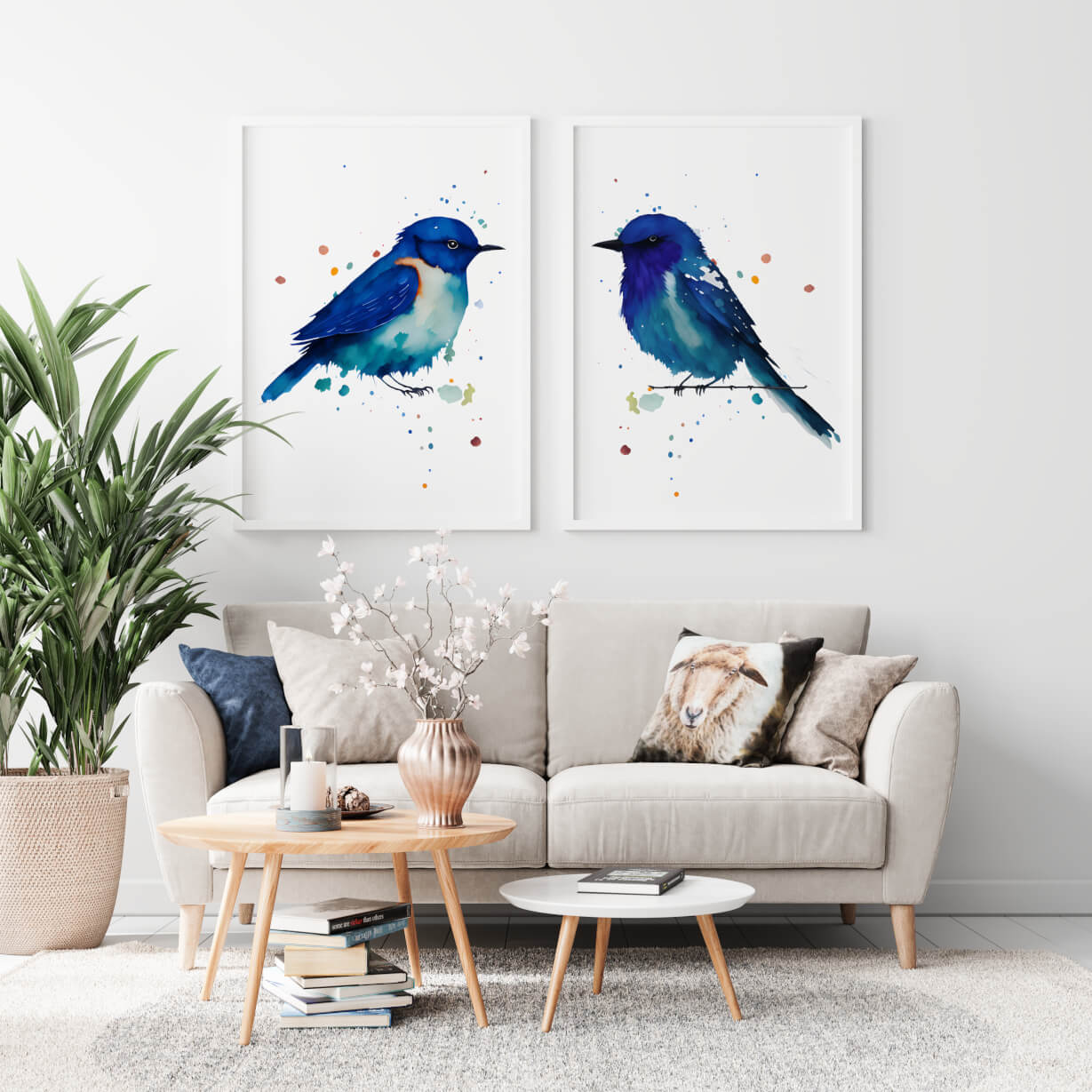 Pair Bird Wall Art - Wall Art Print Set Of 2