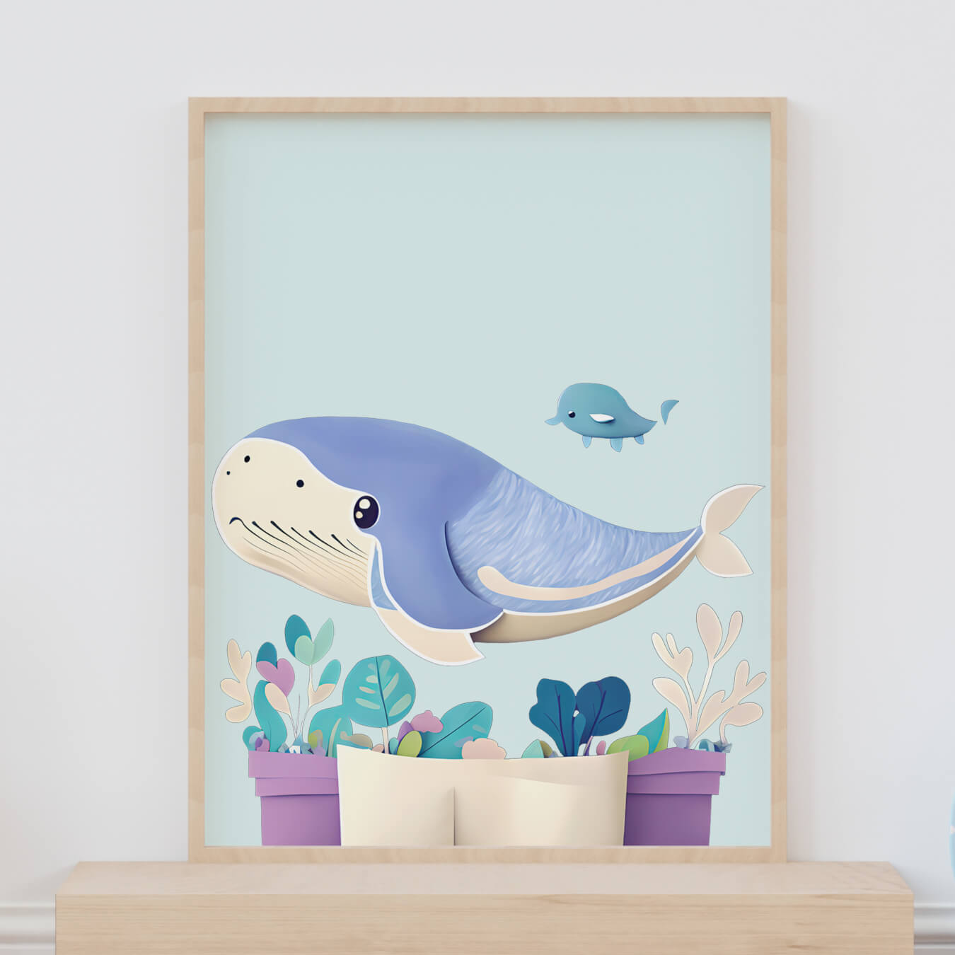 Blue Whale Art Collection- Digital Wall Art Set of 2